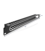 Delock 19” Routing panel k vedení kabelů, s otvorem a ochranou okraje, 1U, černý