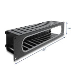 Delock 19” Routing panel k vedení kabelů, s otvorem a ochranou okraje, 2U, černý