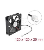 Delock Axiální ventilátor: 5 V DC, 120 x 120 x 25 mm, černý