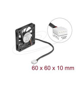 Delock Axiální ventilátor: 12 V DC, 60 x 60 x 10 mm, černý