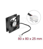 Delock Axiální ventilátor: 12 V DC, 80 x 80 x 25 mm, černý