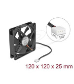 Delock Axiální ventilátor: 24 V DC, 120 x 120 x 25 mm, černý