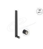 Delock WiFi 7 anténa RP-SMA samec 2,0 - 4,4 dBi, 17 cm, všesměrová s otočným kloubem černá