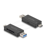 Delock Čtečka karet USB 5 Gbps, USB Type-C™ / Typ-A na paměťové karty SD a Micro SD černá