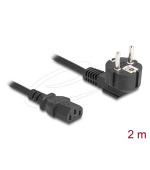 Delock Napájecí šňůra k PC z pravoúhlé zemnicí zástrčky CEE 7/7, 90°, na zásuvku C13, 2 m, 3 x 0,75 mm2, černá