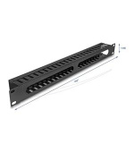 Delock 19” Management panel pro správu kabelů, se 2 otvory, 1U, kov, černý