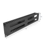 Delock 19” Management panel pro správu kabelů, se 4 otvory, 2U, kov, černý