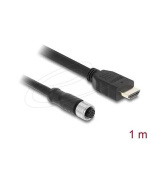 Delock Kabel M12, z 17 pinové A-kódované zásuvky na zástrčku HDMI, 1 m, černý