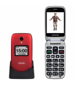EVOLVEO EasyPhone FS, vyklápěcí mobilní telefon 2.8" pro seniory s nabíjecím stojánkem (červená barva)