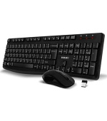 EVOLVEO K1050, bezhlučný set bezdr. klávesnice a myši, CZ+SK, černá