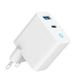 GEMBIRD 2-portová 30W GaN USB rychlonabíječka, LED, bílá