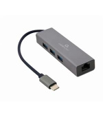 Gembird Gigabitový síťový adaptér USB-C s 3portovým rozbočovačem USB 3.1