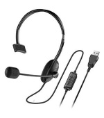 Genius HS-100U Headset, náhlavní, na jedno ucho, drátový, s mikrofonem, ovládání hlasitosti, USB, černý