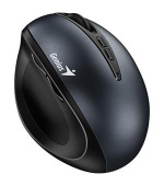Genius Ergo 8300S, Myš, bezdrátová, optická, vertikální, 1600DPI, 7 tlačítek, tichá, černo-šedá