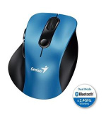 Genius Ergo 9000S, Myš, bezdrátová, optická, 2400DPI, 6 tlačítek, Bluetooth, 2.4GHz, USB, modrá