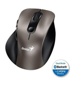 Genius Ergo 9000S, Myš, bezdrátová, optická, 2400DPI, 6 tlačítek, Bluetooth, 2.4GHz, USB, titanová