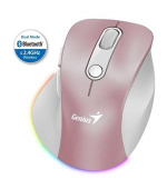 Genius Ergo 9000S Pro Myš, bezdrátová, optická, 2400DPI, 6 tlačítek, Bluetooth, 2,4GHz, USB-C nabíjení, tichá, 7bar.pods. růžová