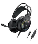 Genius GX GAMING HS-GX580U, Headset, herní, náhlavní, drátový, mikrofon, ovládání hlasitosti, RGB LED, USB, černý