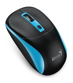 Genius NX-7123 Myš, bezdrátová, optická, 1200DPI, 4 tlačítka, Copilot, 2,4GHz, USB-A, 1× AA baterie, černo-modrá