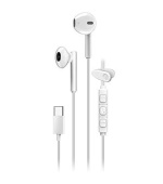 Genius HS-M366 Headset, drátový, do uší, mikrofon, ovládání hlasitosti, 360° rotační klip, USB-C, bílý