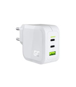 Green Cell bílá 65W GaN GC PowerGan nabíječka do zdi pro notebook, MacBook, telefon, tablet, Nintendo Switch - 2x USB-C, 1x