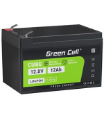 Green Cell Baterie LiFePO4 12,8V 12Ah 153,6Wh LFP lithiová baterie 12V s BMS pro sekačku na trávu, dětskou koloběžku, UPS skútr