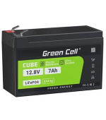 Green Cell  LiFePO4 baterie 12,8V 7Ah 89,6Wh LFP lithiová baterie 12V s BMS pro USV UPS alarmová hračka CCTV telekomunikační medic