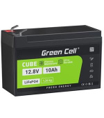 Green Cell LiFePO4 Battery 12V 12.8V 10Ah for photovoltaic system, campers and boats