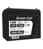 Green Cell CUBE AGM IP54 12V 75Ah VRLA Battery Gel deep cycle powerchair photovoltaic leisure battery campervan