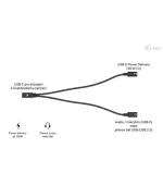 i-tec USB-C Cable Splitter Audio/Data + Power Delivery 100W