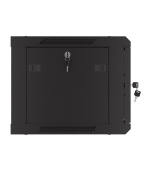LANBERG Nástěnná jednodílná skříň 19", 6U/600x450, (v rozloženém stavu), perforované dveře, černá (RAL9004)
