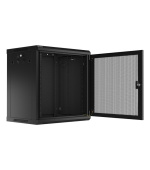 LANBERG Nástěnná jednodílná skříň 19", 12U/600x450, (v rozloženém stavu), perforované dveře, černá (RAL9004)