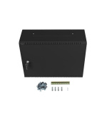 LANBERG Nástěnná jednodílná skříň 19", 4U+3U/540x200, (dodávané složené), nízkoprofilová, plné dveře, černá (RAL9004)