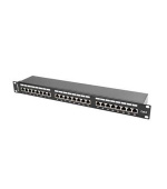 LANBERG PATCH PANEL 24 PORTŮ 1U 19" CAT.6 FTP STÍNĚNÝ ČERNÝ
