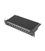 LANBERG PATCH PANEL 12PORT 1U 10" CAT.6 FTP STÍNĚNÝ ČERNÝ