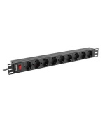 LANBERG NAPÁJECÍ DISTRIBUČNÍ JEDNOTKA (PDU) 19"  1U 16A 9X SCHUKO ZÁSUVKY 3M ČERNÁ