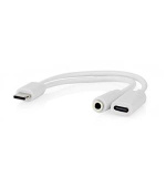 Nedis CCGB64922WT01 - USB-C Adaptér| | USB-C™ Zástrčka | USB-C™ Zásuvka / 3,5 mm Zásuvka | 0.10 m | Kulatý | Poniklované