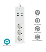 Nedis WIFIP312FWT - SmartLife Prodlužovací Přívod| Wi-Fi | 3x Zásuvka typu F (CEE 7/3) / 4 x USB | 3680 W | 1.8m | Bílá