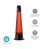 Nedis HTPA21BKW - SmartLife Ohřívač terasy| Wi-Fi | 1200 W | Rotace | Ochrana proti převrácení | IP24 | Černá
