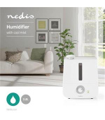 Nedis HUMI110CWT - Zvlhčovač Vzduchu | 30 W | S chladnou mlhou | 2.8 l | Vhodné pro prostor až do: 25 m? | Bílá / Šedá