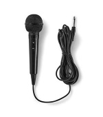 Nedis MPWD01BK - Kabelový Mikrofon | | Pevný kabel | 5.00 m | 80 Hz - 12 kHz | 600 Ohm | -75 dB | Vypínač | ABS | Černá