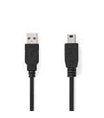 Nedis CCGL60300BK10 - USB Kabel | USB 2.0 | USB-A Zástrčka | USB Mini-B 5 pinů Zástrčka | 1.00 m | Černá