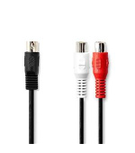 Nedis CAGL20250BK02 - DIN Audio Kabel | DIN 5pinová Zástrčka | 2x RCA Zásuvka | 0.20 m | Černá