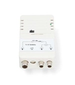 Nedis SAMP42222WT - Anténní zesilovač CATV | Zesílení: 25 dB | 47 - 694 MHz| Počet výstupů: 2 | Ovládání zesílení | Bílá