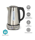 Nedis KAWK8000WIFI- Rychlovarná Konvice | Wi-Fi | 1.7 l | 70,80,90,100 °C | Ukazatel teploty | Otočný o 360 stupňů