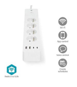 Nedis WIFIP313EWT - SmartLife Prodlužovací Přívod| Wi-Fi | 4x Zásuvka typu F (CEE 7/5) / 4 x USB | 3680 W | 2.0m | Bílá