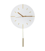 PLATINET NÁSTĚNNÉ KULATÉ HODINY LARK WHITE, tichý mechanismus, stylové kyvadlo