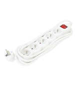 OMEGA Prodlužovací zásuvková lišta s 5 zásuvkami 3,0M 16A 5 SOCKET TYPE E FRENCH WHITE