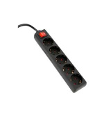 OMEGA Prodlužovací zásuvková lišta s 5 zásuvkami 3,0M 16A 5 SOCKET TYPE F SCHUKO GERMAN BLACK