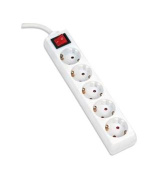 OMEGA Prodlužovací zásuvková lišta s 5 zásuvkami WITH BASIC SURGE PROTECTION 5,0M 16A 5 SOCKET TYPE F SCHUKO GERMAN WHIT